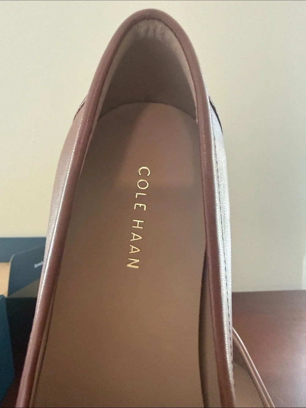 Cole Haan Brown and Cream Leather Penny Loafers